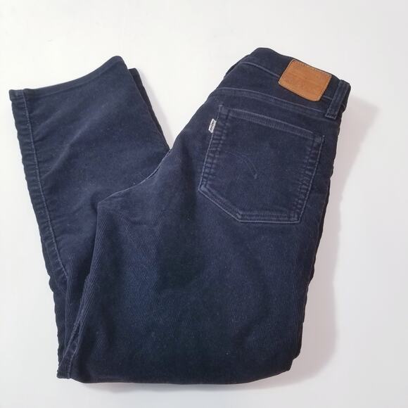 Levi's Premium Big E Wedgie Straight Black Corduroy Pants Button Fly - Picture 10 of 15